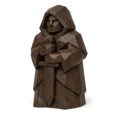 Wood Carved Guardian Collectible Figurine in Black Walnut Finish - 3D Printed in Canada (Black Walnut)