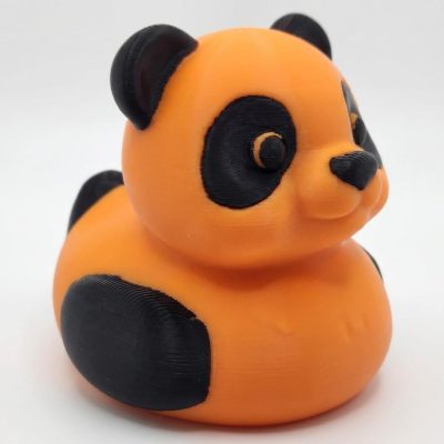 Panda Duck Collectible Figurine - Striking Orange and Black Desk Accent for Home or Office Decor - 3D Printed in Canada