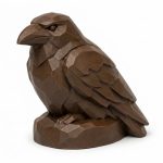 Wood Carved-Like Raven Figurine in Black Walnut Finish - 3D Printed in Canada (Black Walnut)