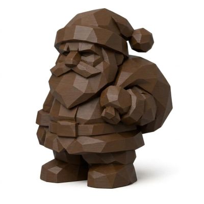 Wood Carved Santa Claus Collectible Figurine in Black Walnut Finish - 3D Printed in Canada (Black Walnut)