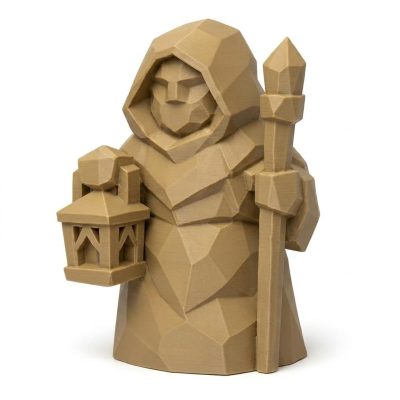 Wood Carved-Like Light Guardian Figurine - Unique Desk Decor for Adults 3D Printed in Canada - 3D Printed in Canada (Classic Birch)