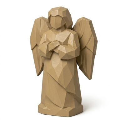 Wood Carved Angel of Quiet Strength Collectible Figurine - Unique Desk Decor for Adults 3D Printed in Canada - 3D Printed in Canada (Classic Birch)