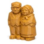 Wood Carved-Like Elderly Couple Figurine - Unique Desk Decor for Adults – 3D Printed in Canada - 3D Printed in Canada (Ochre Yellow)