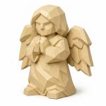 Wood Carved Guardian Angel Collectible Figurine in White Oak Finish - 3D Printed in Canada (White Oak) — 3D Printed Wood Carved by 3DCentral
