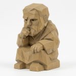 Wood Carved-Like Philosopher Figurine - Unique Desk Decor for Collectors 3D Printed in Canada - 3D Printed in Canada (Classic Birch)