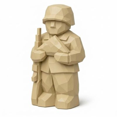 Wood Carved-Like Memorial Day Figurine in White Oak Finish - 3D Printed in Canada (White Oak)