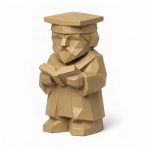 Wood Carved-Like Scholar Figurine - Unique Desk Decor for Adults 3D Printed in Canada - 3D Printed in Canada (Classic Birch)