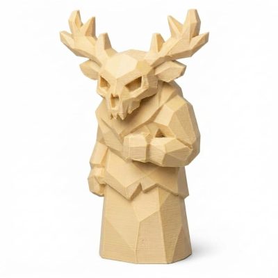 Wood Carved-Like Wendigo Figurine - Unique Desk Decor for Adults – 3D Printed in Canada - 3D Printed in Canada (White Oak)