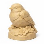 Wood Carved-Like Spring Robin Figurine - Unique Desk Decor for Adults – 3D Printed in Canada - 3D Printed in Canada (White Oak)