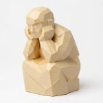Wood Carved-Like Thinking Hands Figurine in White Oak Finish - 3D Printed in Canada (White Oak)