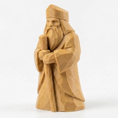Wood Carved-Like Wise Man Figurine - Unique Decorative Accent for Adults 3D Printed in Canada - 3D Printed in Canada (Classic Birch)