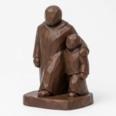 Wood Carved-Like Walk Together Figurine - Unique Desk Decor for Collectors – 3D Printed in Canada - 3D Printed in Canada (Black Walnut)
