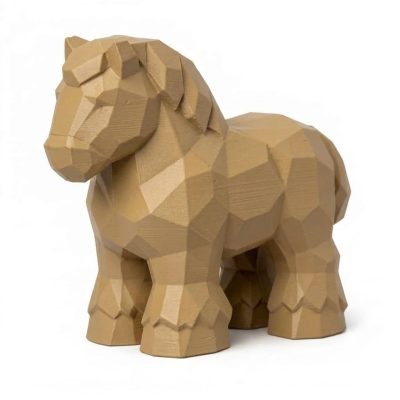 Wood Carved-Like Clydesdale Figurine - Unique Desk Decor for Adults 3D Printed in Canada - 3D Printed in Canada (Classic Birch)