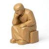 Figurine de la contemplation sculptée façon bois