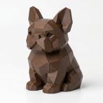 Wood Carved-Like French Bulldog Figurine in Black Walnut Finish - 3D Printed in Canada (Black Walnut)