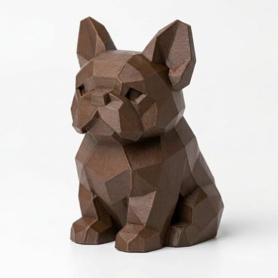 Wood Carved-Like French Bulldog Figurine in Black Walnut Finish - 3D Printed in Canada (Black Walnut)
