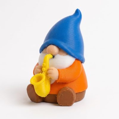 Saxophone Gnome Collectible Figurine - Colorful Bearded Gnome Saxophone Desk Decor for Music Lovers - Unique Gift for Home or Office Display - 3D Printed in Canada
