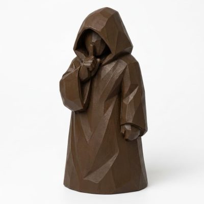 Wood Carved Hallway Silence Collectible Figurine in Black Walnut Finish - 3D Printed in Canada (Black Walnut)