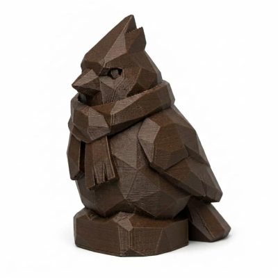 Wood Carved-Like Winter Cardinal Figurine - Unique Desk Decor for Adults – 3D Printed in Canada - 3D Printed in Canada (Black Walnut)
