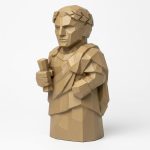 Wood Carved-Like Julius Caesar Figurine - Unique Desk Decor for Adults 3D Printed in Canada - 3D Printed in Canada (Classic Birch)