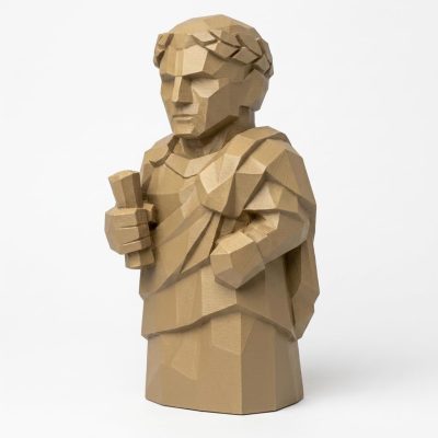 Wood Carved-Like Julius Caesar Figurine - Unique Desk Decor for Adults 3D Printed in Canada - 3D Printed in Canada (Classic Birch)