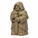 Wood Carved Guardian Collectible Figurine - Artisan Aesthetic for Desk Decor 3D Printed in Canada - 3D Printed in Canada (Classic Birch)