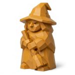 Wood Carved-Like Halloween Witch Figurine - Unique Desk Decor for Adults – 3D Printed in Canada - 3D Printed in Canada (Ochre Yellow)