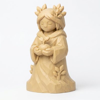 Budding Life Collectible Figurine in White Oak Finish - 3D Printed in Canada (White Oak)