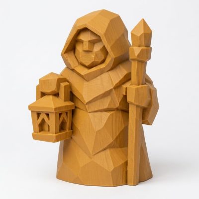 Wood Carved-Like Light Guardian Figurine in Ochre Yellow Finish - 3D Printed in Canada (Ochre Yellow)