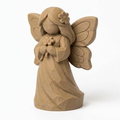 Wood Carved-Like Spring Butterfly Figurine - Unique Desk Decor for Adults 3D Printed in Canada - 3D Printed in Canada (Classic Birch)