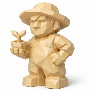 Wood Carved Growth Collectible Figurine in White Oak Finish - 3D Printed in Canada (White Oak)