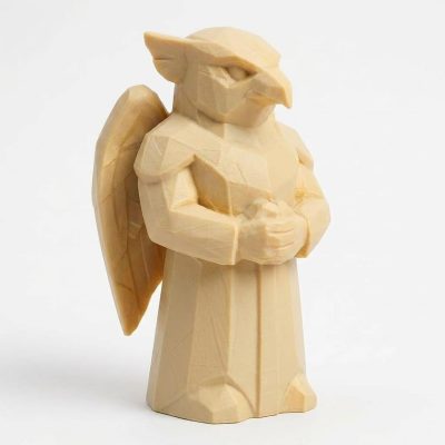 Wood Carved-Like Sky Sentinel Figurine in White Oak Finish - 3D Printed in Canada (White Oak)