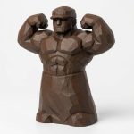 Wood Carved-Like Strength Figurine in Black Walnut Finish - 3D Printed in Canada (Black Walnut)
