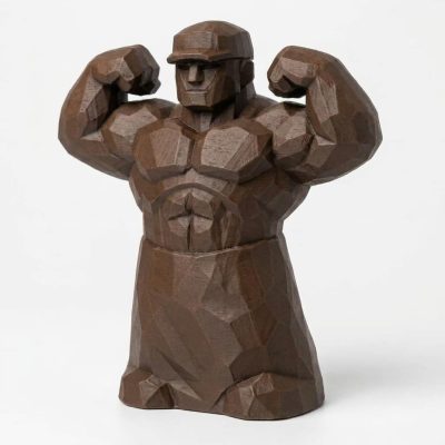 Wood Carved-Like Strength Figurine in Black Walnut Finish - 3D Printed in Canada (Black Walnut)