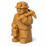 Wood Carved-Like Coal Miner Figurine - Unique Desk Decor for Adults – 3D Printed in Canada - 3D Printed in Canada (Ochre Yellow)