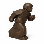 Wood Carved Forward Motion Collectible Figurine in Black Walnut Finish - 3D Printed in Canada (Black Walnut)