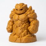 Wood Carved Earth Elemental Collectible Figurine in Ochre Yellow Finish - 3D Printed in Canada (Ochre Yellow)