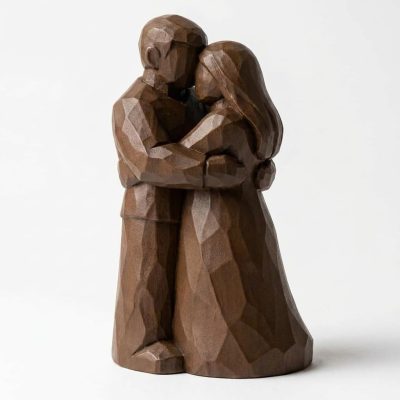 Wood Carved-Like Love Figurine in Black Walnut Finish - 3D Printed in Canada (Black Walnut)