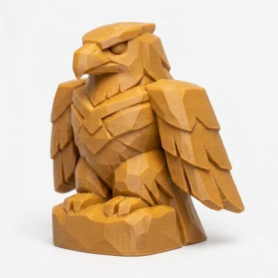 Wood Carved-Like Thunderbird Figurine - Unique Desk Decor for Adults - 3D Printed in Canada (Ochre Yellow)