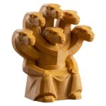 Wood Carved Six-Headed Serpent Figurine in Ochre Yellow Finish - 3D Printed in Canada (Ochre Yellow)