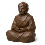 Wood Carved-Like Meditating Figure Figurine in Black Walnut Finish - 3D Printed in Canada (Black Walnut)