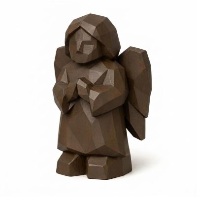 Wood Carved Angel of Safe Journey Collectible Figurine in Black Walnut Finish - 3D Printed in Canada (Black Walnut)