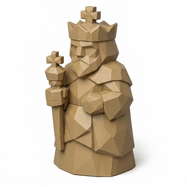 Wood Carved Chess King Figurine