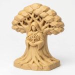 Wood Carved-Like Tree of Life Figurine in White Oak Finish - 3D Printed in Canada (White Oak)