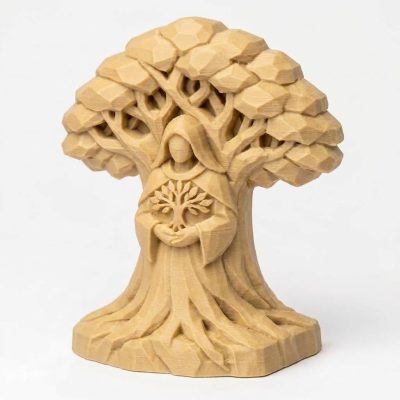Wood Carved-Like Tree of Life Figurine in White Oak Finish - 3D Printed in Canada (White Oak)
