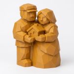 Wood Carved Hearth and Home Collectible Figurine in Ochre Yellow Finish - 3D Printed in Canada (Ochre Yellow)