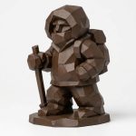 Wood Carved-Like Winter Hiker Figurine in Black Walnut Finish - 3D Printed in Canada (Black Walnut)