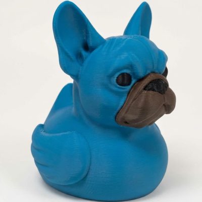 French Bulldog Duck Collectible Figurine - Striking Blue Desk Accent for Home Decor and Unique Gift Display - 3D Printed in Canada