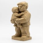 Wood Carved Father Holding Collectible Figurine - Unique Desk Decor for Adults 3D Printed in Canada - 3D Printed in Canada (Classic Birch)