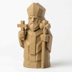 Wood Carved-Like St. Patrick Figurine - Unique Desk Decor for Adults 3D Printed in Canada - 3D Printed in Canada (Classic Birch)